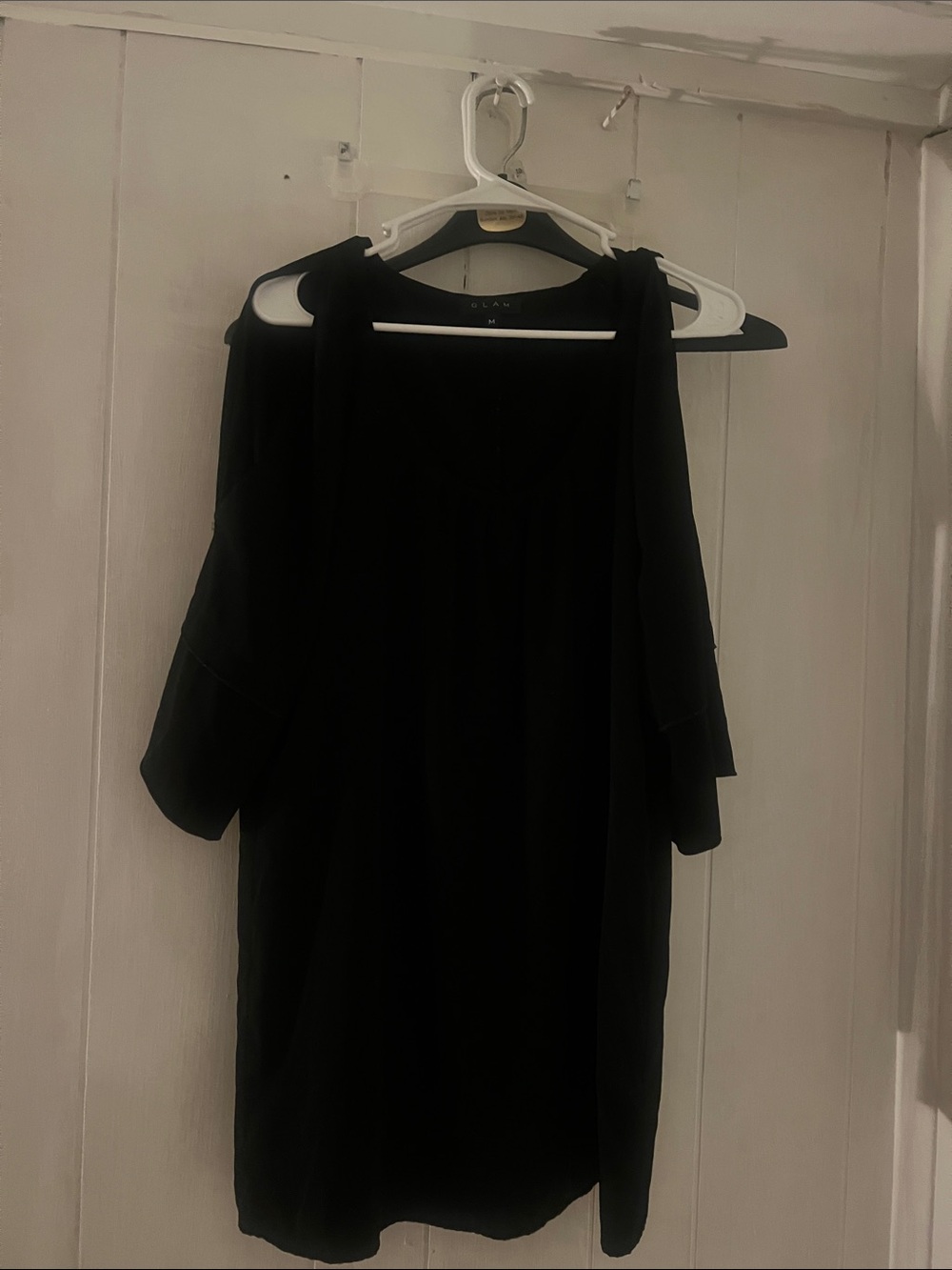 Cold-Shoulder Black Women's knee length dress with cold shoulder detail